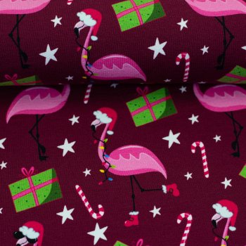 Preview: French Terry Stoff Holly Flamingo bordeaux